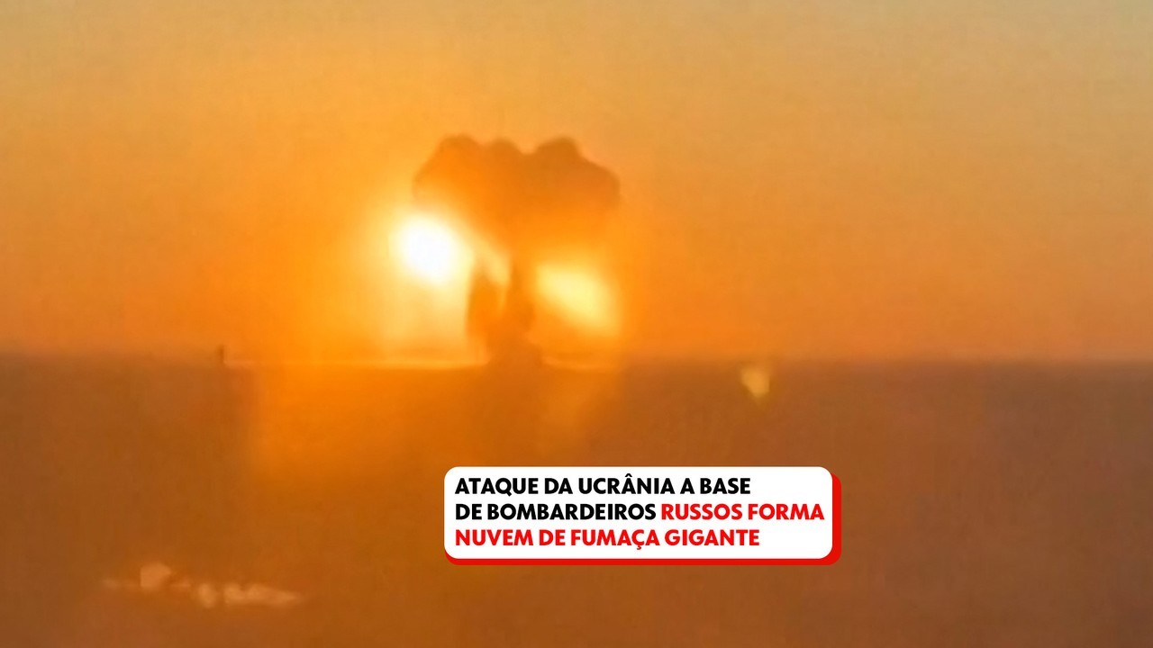 Ucrânia ataca base de bombardeiros nucleares russos, e explosão forma nuvem de fumaça gigante